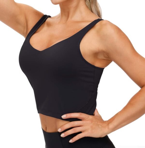 THE GYM PEOPLE Womens' Sports Bra Longline Wirefree Padded with Medium Support - Image 3