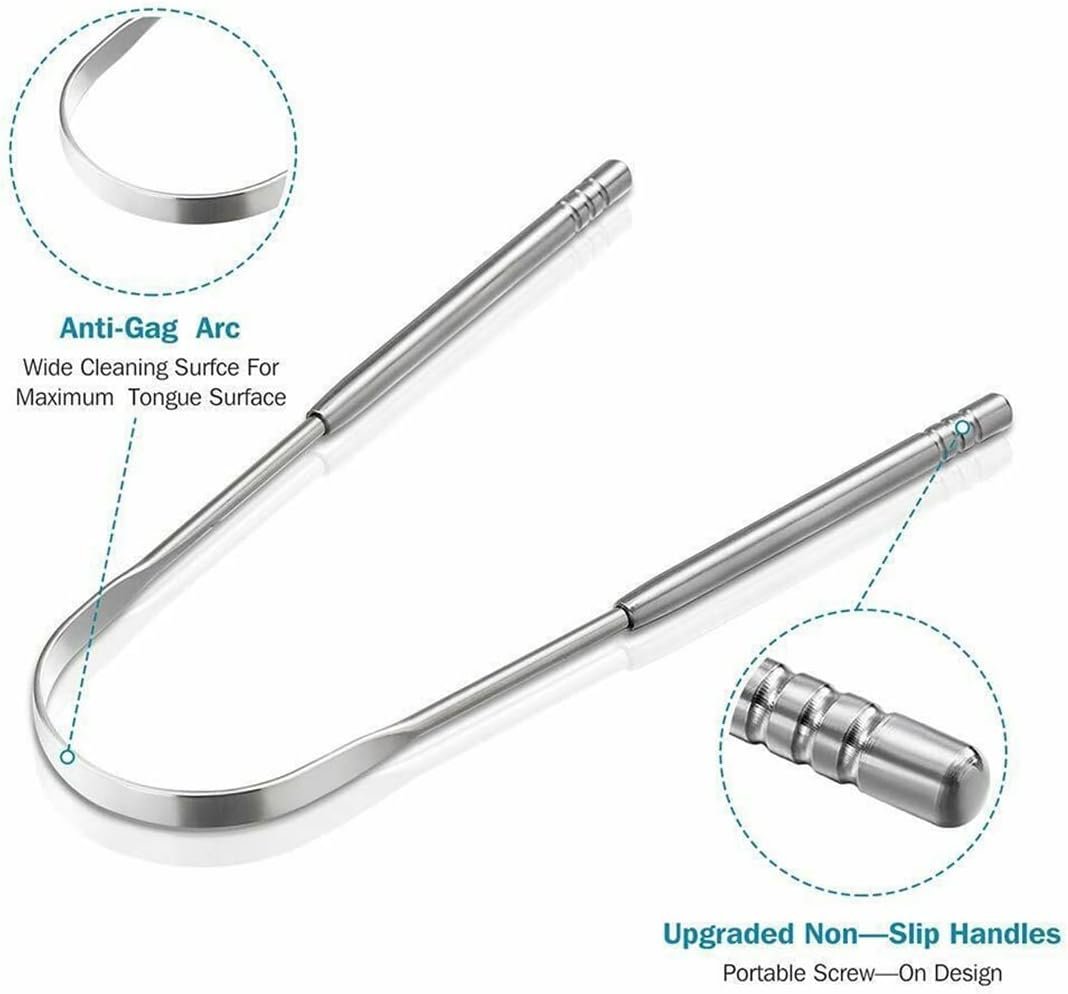 Pack of 3 Stainless Steel Tongue Cleaner Medical Tongue Scraper Against Bad Breath Tongue Brush Cleaner with Handle for Adults Oral Care - Image 4
