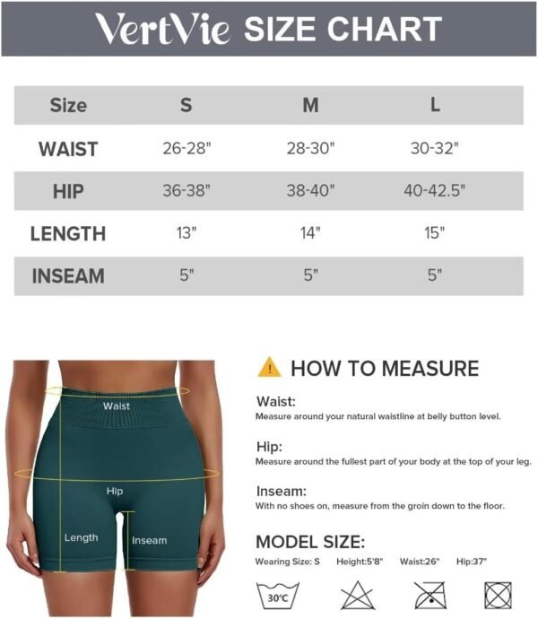 Vertvie Sports Shorts Women's Short Sports Shorts V Back Scrunch Butt Short Leggings High Waist 5 Inch Cycling Shorts Gym Shorts Yoga Fitness Workout - Image 6