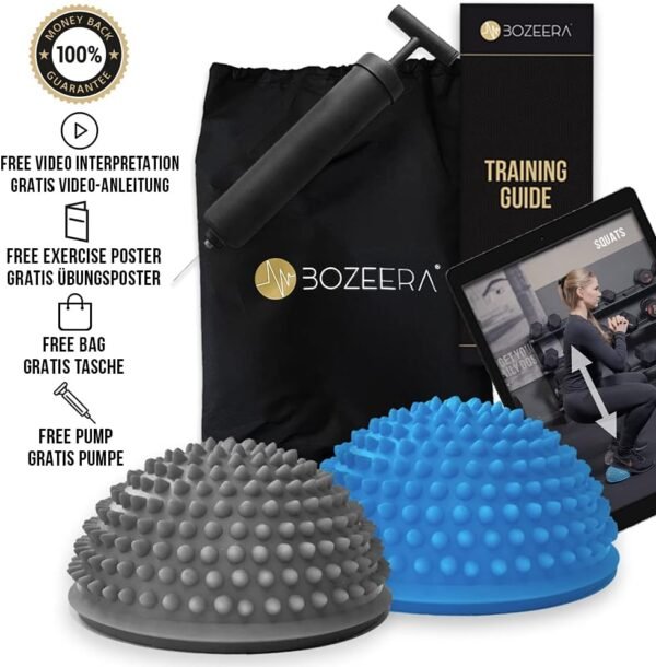 [Hedgehog Balance Pods Yoga] 2 x Hedgehog Balance Pod/Half Balance Ball/Pilates Hedgehog Half Ball - Balance Training Equipment - Includes Video Instructions, Pump, Poster & Bag: Premium Set - Image 2