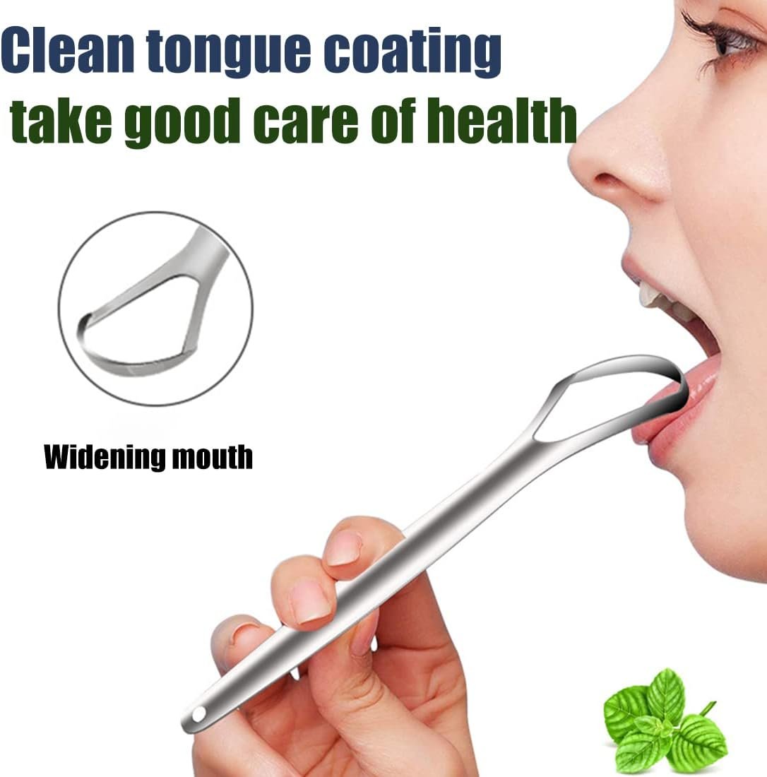 Pack of 3 Stainless Steel Tongue Cleaner Medical Tongue Scraper Against Bad Breath Tongue Brush Cleaner with Handle for Adults Oral Care - Image 3