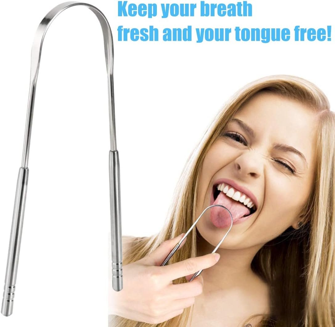Pack of 3 Stainless Steel Tongue Cleaner Medical Tongue Scraper Against Bad Breath Tongue Brush Cleaner with Handle for Adults Oral Care - Image 6
