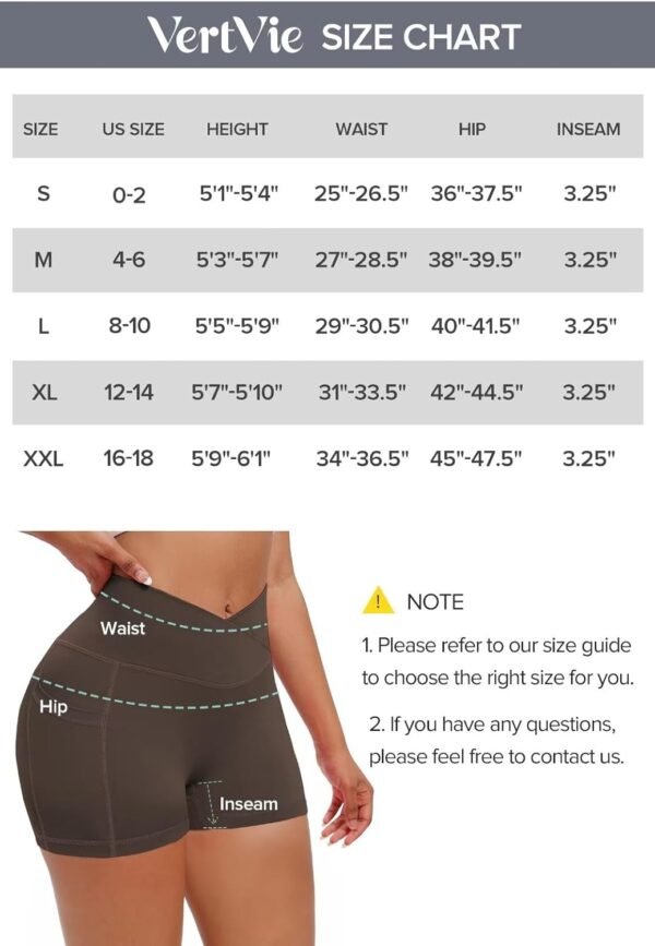 Vertvie Gym Shorts Women Cross Waist Workout Shorts 3.1" / 9.4'' -High Waisted Yoga Booty Shorts with Pockets Buttery Soft - Image 6