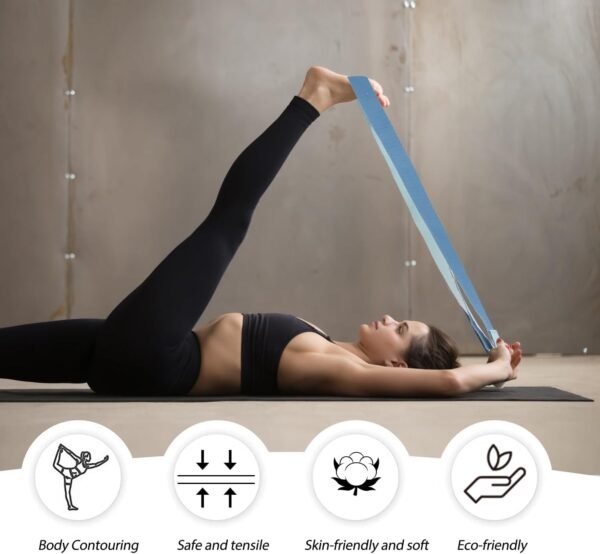Yoga Strap Made of Cotton, Practical Yoga Strap, Yoga Accessories for Stretching and Fitness, Yoga Strap with Metal Clasp for Beginners and Advanced Users, 250 x 4 cm - Image 5