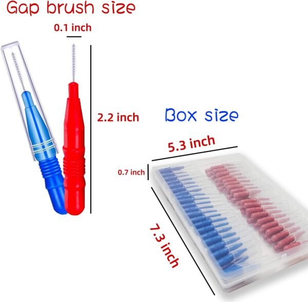 GOUWEIBA 100pcs Braces Brush Disposable Interdental Brush Toothpick Dental Tooth Flossing Head Oral Dental Hygiene Flosser Dental Hygiene Flosser Tooth Cleaning Tools Oral Flossing Head (Blue+Red) - Image 2