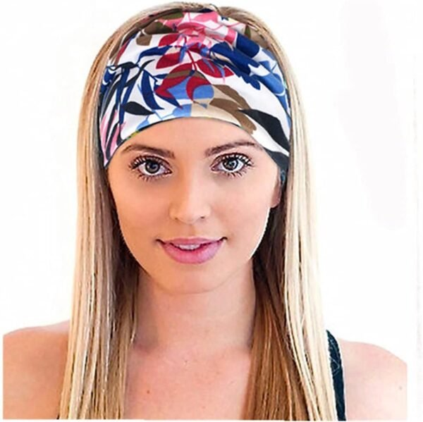 Fashband Bohe Headbands Yoga Criss Cross Hairbands Elastic Wide Head Wraps Non-slip Turban Vintage Hair Accessories for Women Girls 3 PCs - Image 3