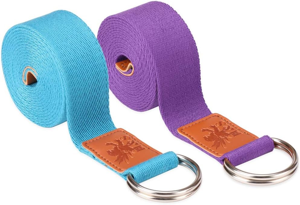 H&S Yoga Straps for Pilates & Gym Workouts - 1.85 and 2.45m Adjustable Strap for Yoga Stretching & Exercise - Extra Long Cotton Belts for Gymnastics Equipment for Home - Image 2