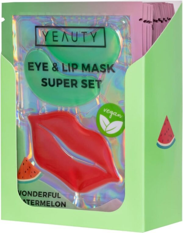 YEAUTY Super Set Wonderful Watermelon Eye and Lip Mask in One Product Combined Face Care Set for Eye and Lip Area in One Application Watermelon, Hyaluronic and Coconut Oil, 1 Set - Image 2