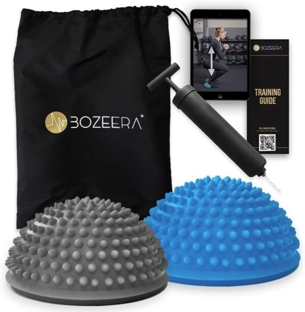 [Hedgehog Balance Pods Yoga] 2 x Hedgehog Balance Pod/Half Balance Ball/Pilates Hedgehog Half Ball - Balance Training Equipment - Includes Video Instructions, Pump, Poster & Bag: Premium Set