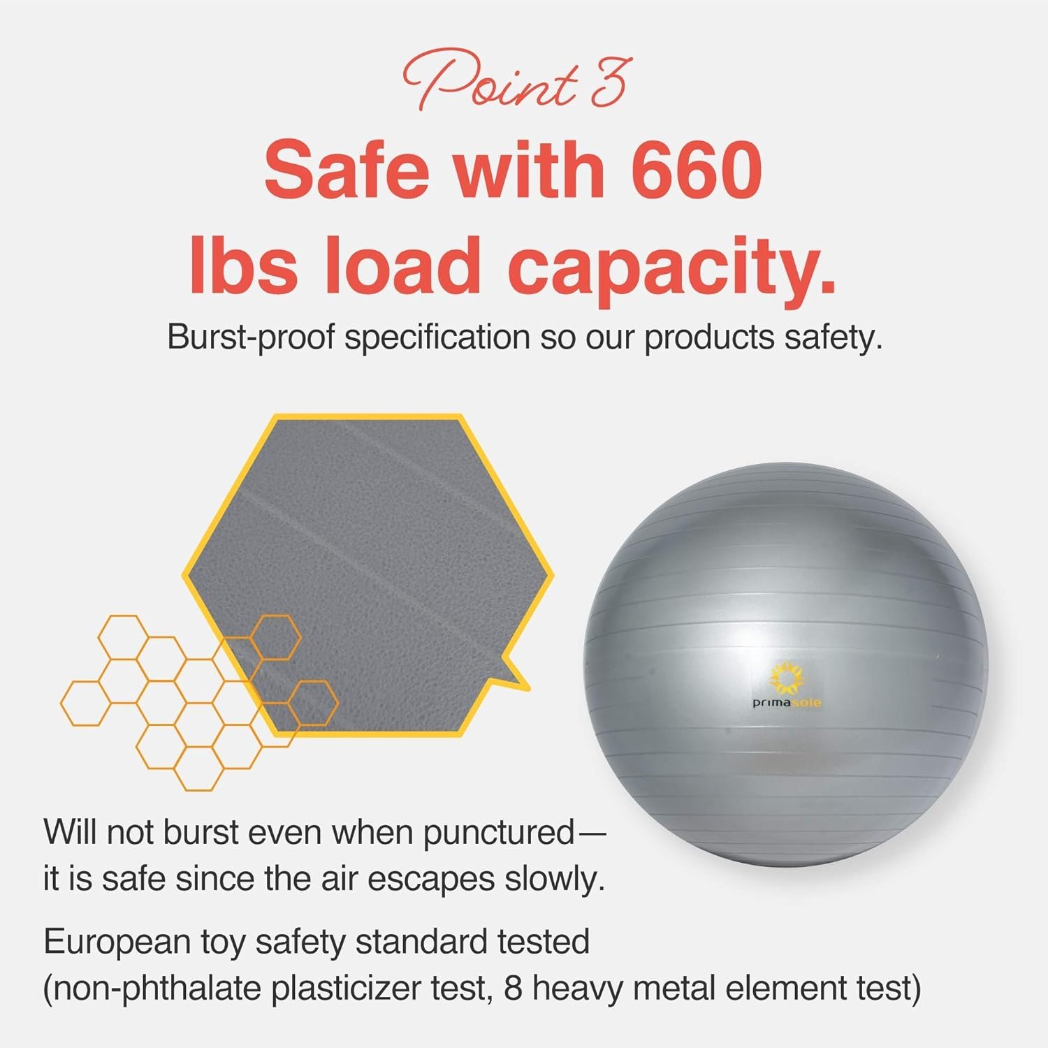 primasole Exercise Ball Anti-Burst Pregnancy Yoga Ball for Balance Stability Fitness Workout Core Strength at Home & Office - Image 4