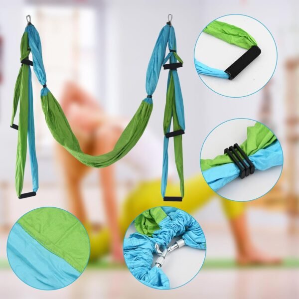 Yoga Hammock, 20 Pieces Yoga Rope Set, Anti-Gravity 2.5 m Yoga Swing Nylon with 2 Yoga Straps 1 m, 6 Handles, Mounting Accessories, Bag, Aerial Yoga Towel Non-Slip, Yoga Leg Stretcher Fitness - Image 3