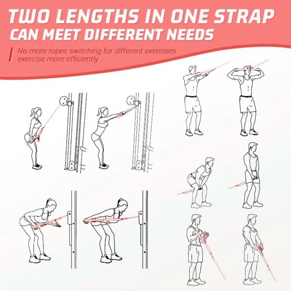 Tricep Rope Cable Attachment (Two Lengths Built in One) Greater Range of Motion,Tricep Pull Down Rope Extension Straps Cable Crossover Accessories - Image 4