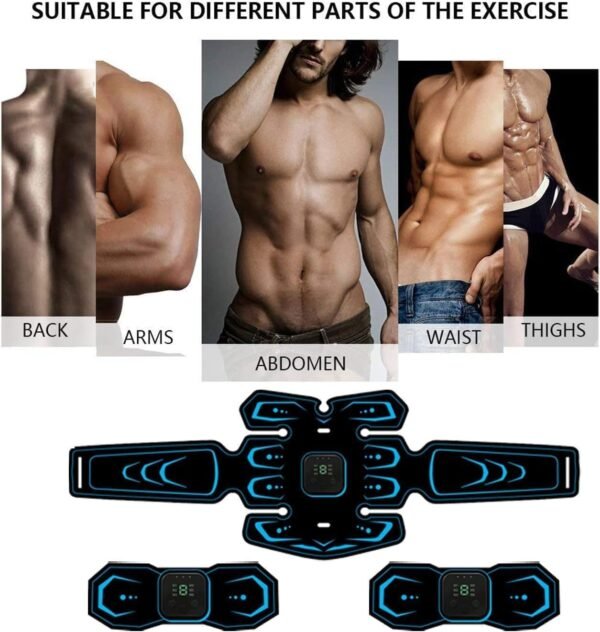 WARDBES EMS Training Device, Electric for Abdomen, Arm, Leg Fitness Training Gear, 6 Modes & 9 Intensities, EMS Muscle Stimulator, Abdominal Trainer, USB Rechargeable Portable Muscle Stimulator - Image 5
