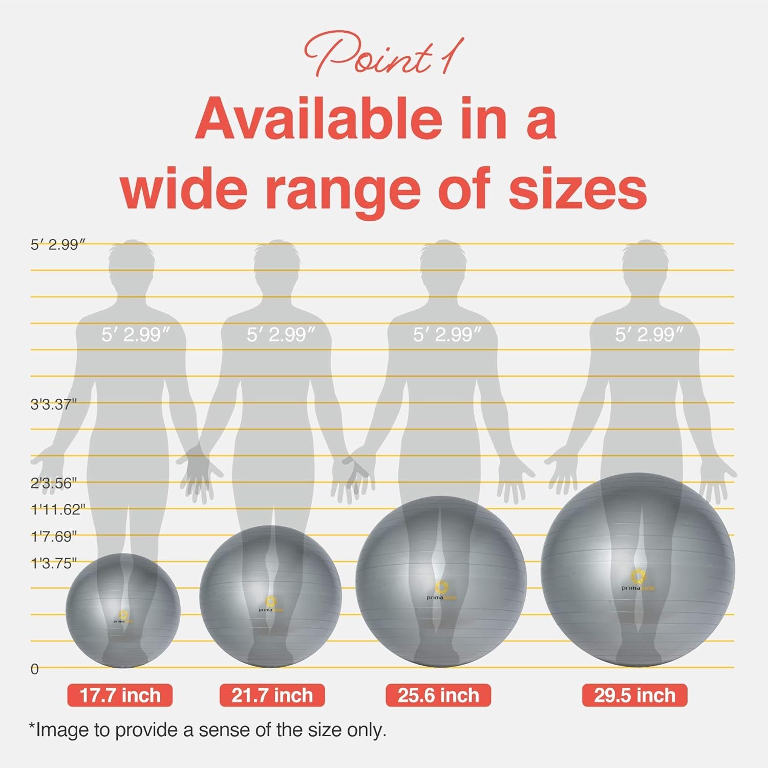 primasole Exercise Ball Anti-Burst Pregnancy Yoga Ball for Balance Stability Fitness Workout Core Strength at Home & Office - Image 2