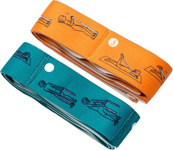 Cisixin Pack of 2 Yoga Stretch Strap, Fitness Stretch Band, Highly Elastic Exercise Band with 8 Loops, for Effective Sports, Physiotherapy, Stretching and Pilates, Dance, Gymnastics, Yoga Accessories - Image 8