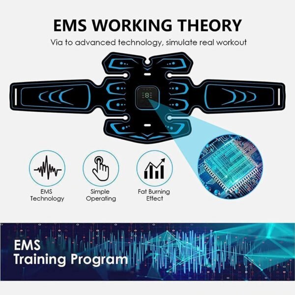 WARDBES EMS Training Device, Electric for Abdomen, Arm, Leg Fitness Training Gear, 6 Modes & 9 Intensities, EMS Muscle Stimulator, Abdominal Trainer, USB Rechargeable Portable Muscle Stimulator - Image 2