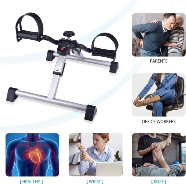 Mini Bike Exercise Bike Pedal Trainer Arm and Leg Trainer Fitness Trainer Fitness Bicycle Fitness Device with LCD Monitor Adjustable Resistance Home Bike Training Device for Home Office - Image 6