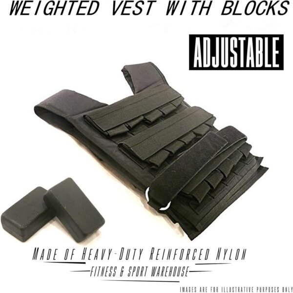 Weighted Vest - Adjustable Weight Vest with Blocks fo Men/Unisex - Training Workout Weight Jacket for Running Strength Agility Speed Cardio Gym Fitness Sports - Image 3