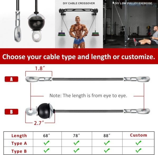 SYL Fitness LAT Pull Down Machine Cable Pulley System with Loading Pin (Replacement Cable) - Image 4