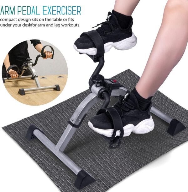 Mini Bike Exercise Bike Pedal Trainer Arm and Leg Trainer Fitness Trainer Fitness Bicycle Fitness Device with LCD Monitor Adjustable Resistance Home Bike Training Device for Home Office - Image 5