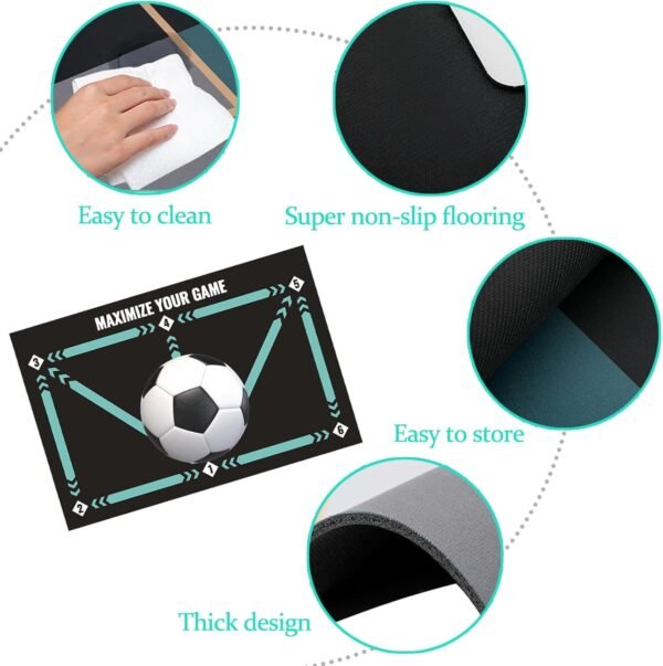 XSYKJGS Football Mat, 2024 Football Mat Training 60 x 90 cm, Non-Slip Shock-Absorbing Football Mat, Quiet Training Accessories to Improve Ball Treatment and Dribbling - Image 3