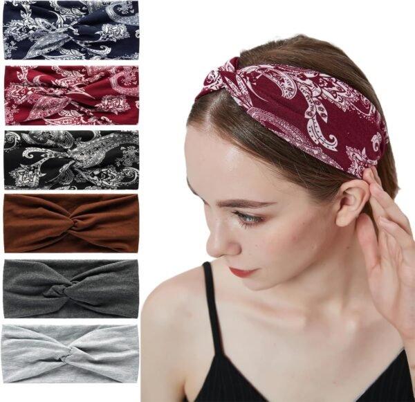 Boho Headbands for Women Hair Elastic Soft Hair Band Bandanas Multi Colour Hair Scarf Hair Accessories Yoga Sports (ASP)