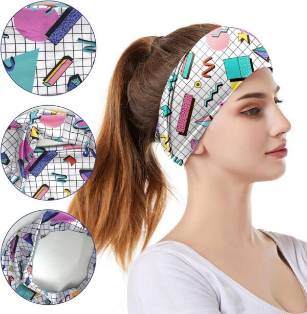 UILYNIU 5 Pcs Retro Print Head Wraps for Women Head Scarfs Soft 80s 90s,women accessories,Neon Bandana Headband Yoga Sport Hairbands Party Hiking Cycling Running Hair Accessories (5 Pcs, M) - Image 3