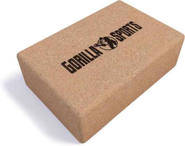 GORILLA SPORTS® Yoga Block - 22.5 x 15 x 7.5 cm, Non-Slip, Rounded Corners, Made of Cork - Yoga Block, Cork Block, Yoga Block, Fitness Accessories for Beginners and Advanced, Pilates, Regeneration