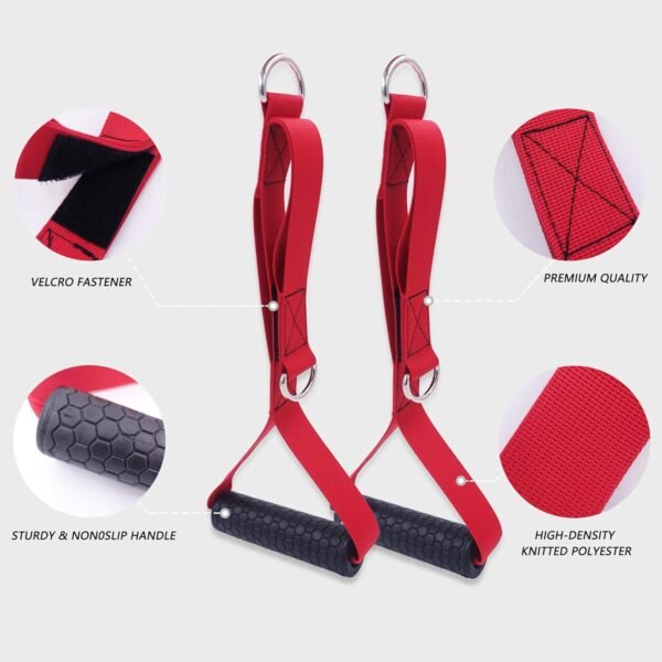 J Bryant Fitness Multifunction 4 in 1 Grip Handle Triceps Rope Resistance Bands Handle Cable Machine Attachments for Gym LAT Pulldown Exercise Handle - Image 3