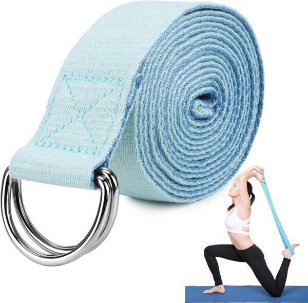 Yoga Strap Made of Cotton, Practical Yoga Strap, Yoga Accessories for Stretching and Fitness, Yoga Strap with Metal Clasp for Beginners and Advanced Users, 250 x 4 cm