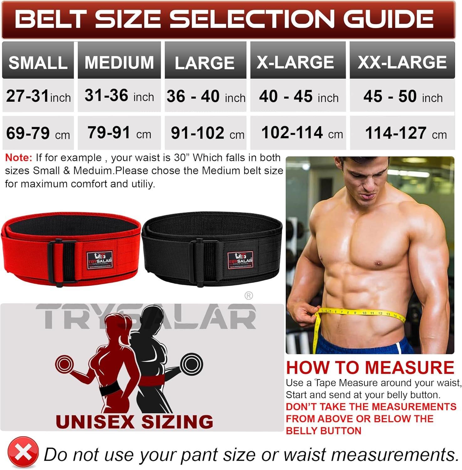 TrySalar Self-Locking Weight Lifting Belt Auto Lock Premium Adjustable Weightlifting Back Support for Men Women Gym Fitness Bodybuilding Powerlifting Workout Deadlift Squat Pro Exercise Equipment - Image 2