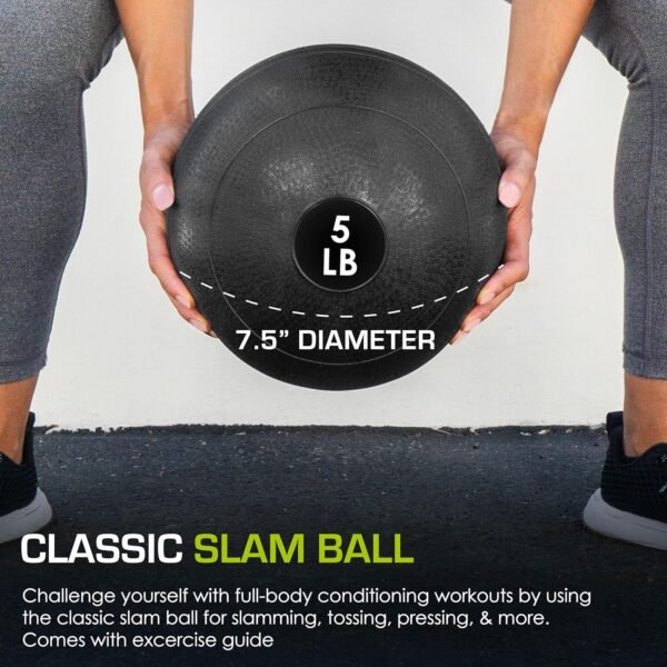 ProsourceFit Slam Medicine Balls 5, 10, 15, 20, 25, 30, 50lbs Smooth and Tread Textured Grip Dead Weight Balls for Strength and Conditioning Exercises, Cardio and Core Workouts - Image 2